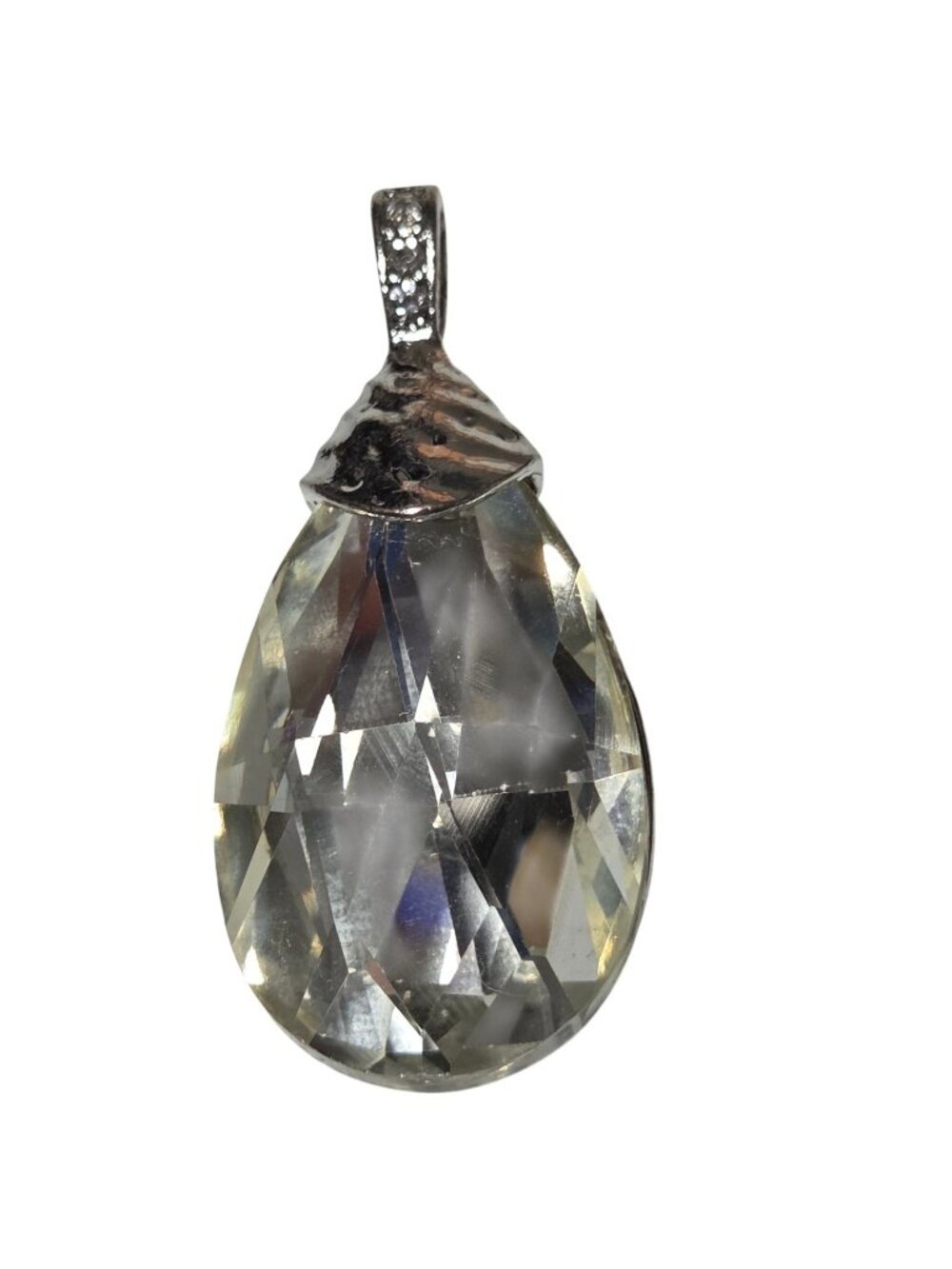 Teardrop Clear Crystal Pendant Decorative Metal Bail Fashion Jewelry Component